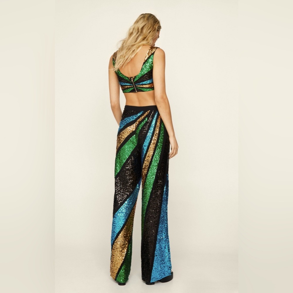 Nasty Gal Embellished Colorblock Wide Leg Pants.